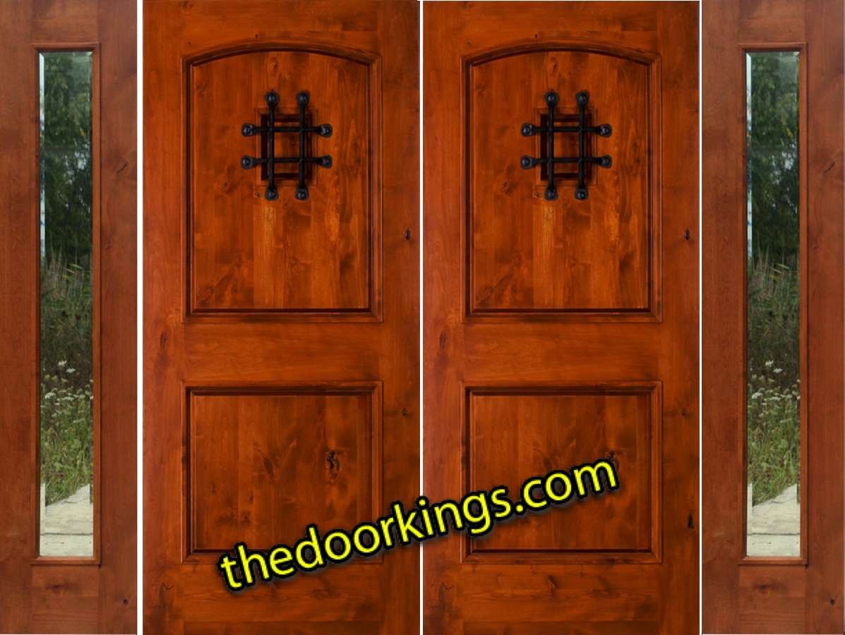 sw76 knotty alder double door with two bevel sidelites